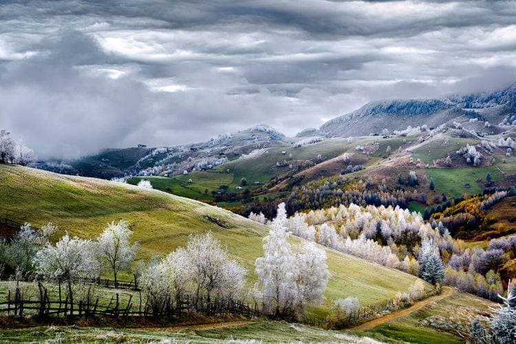 Romania, Land of Fairy Tales Whitefrost over Pestera village in Romania. Photo and caption by Eduard Gutescu/National Geographic Traveler Photo Contest